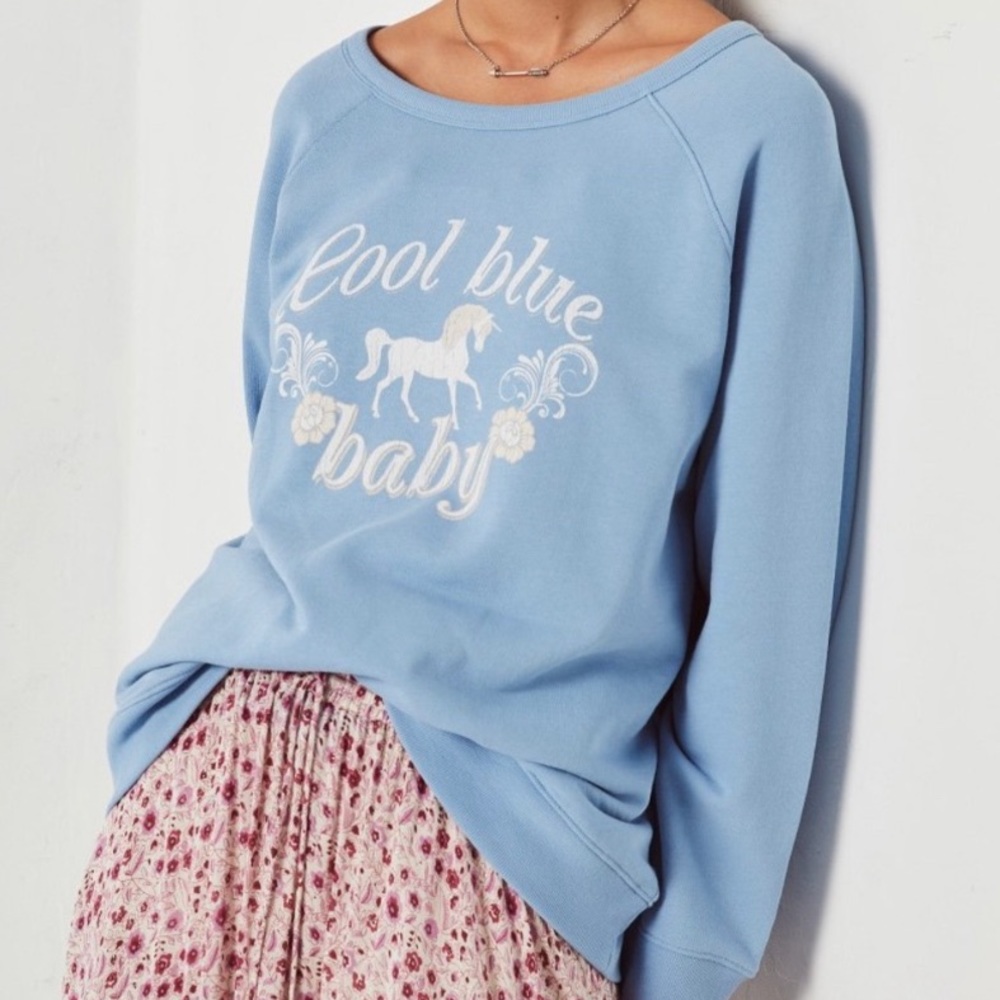 Spell & The Gypsy Cool Baby Blue Sloppy Joe Top